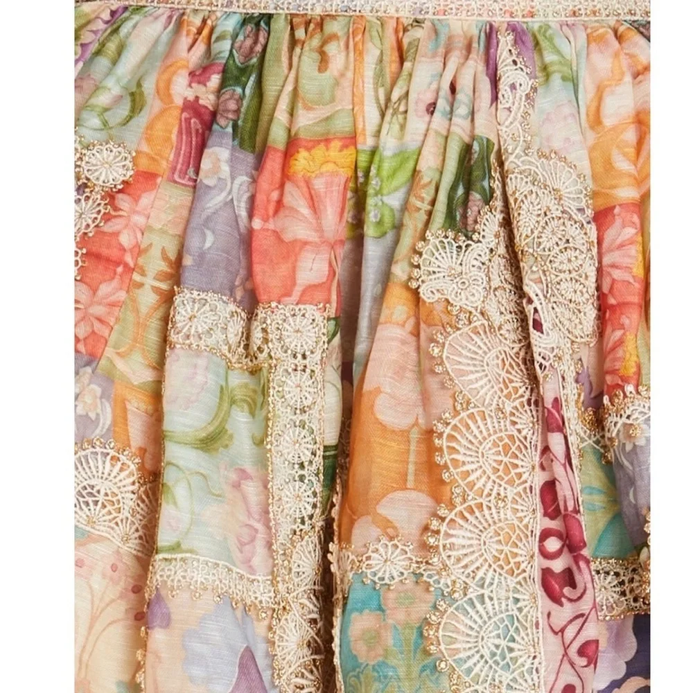 NWT Zimmermann linen-blend Cosmic Zodiac Dooley skirt size 0 /RARE COLLECTIBLE - Picture 8 of 9